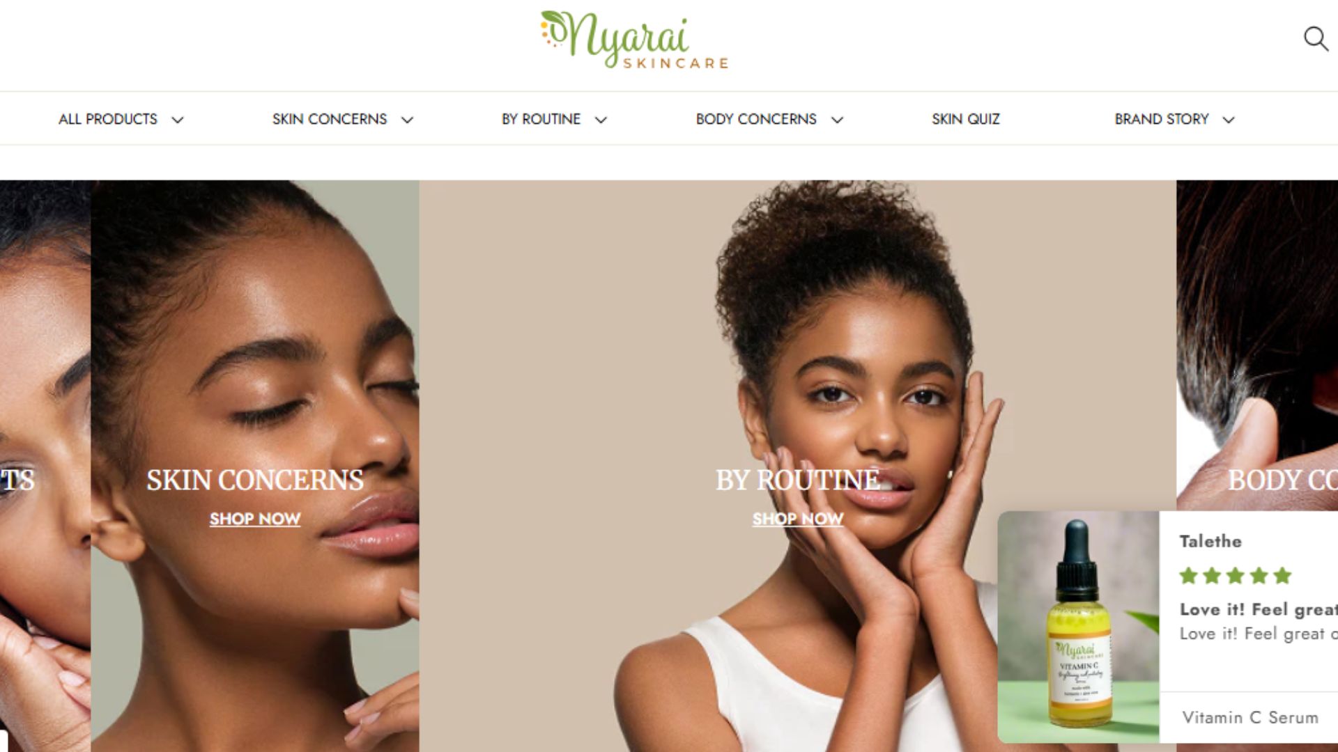 nyarai skincare Shopify store