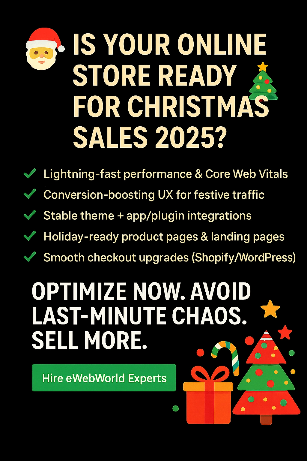 Christmas 2025 eCommerce optimization advertisement by eWebWorld